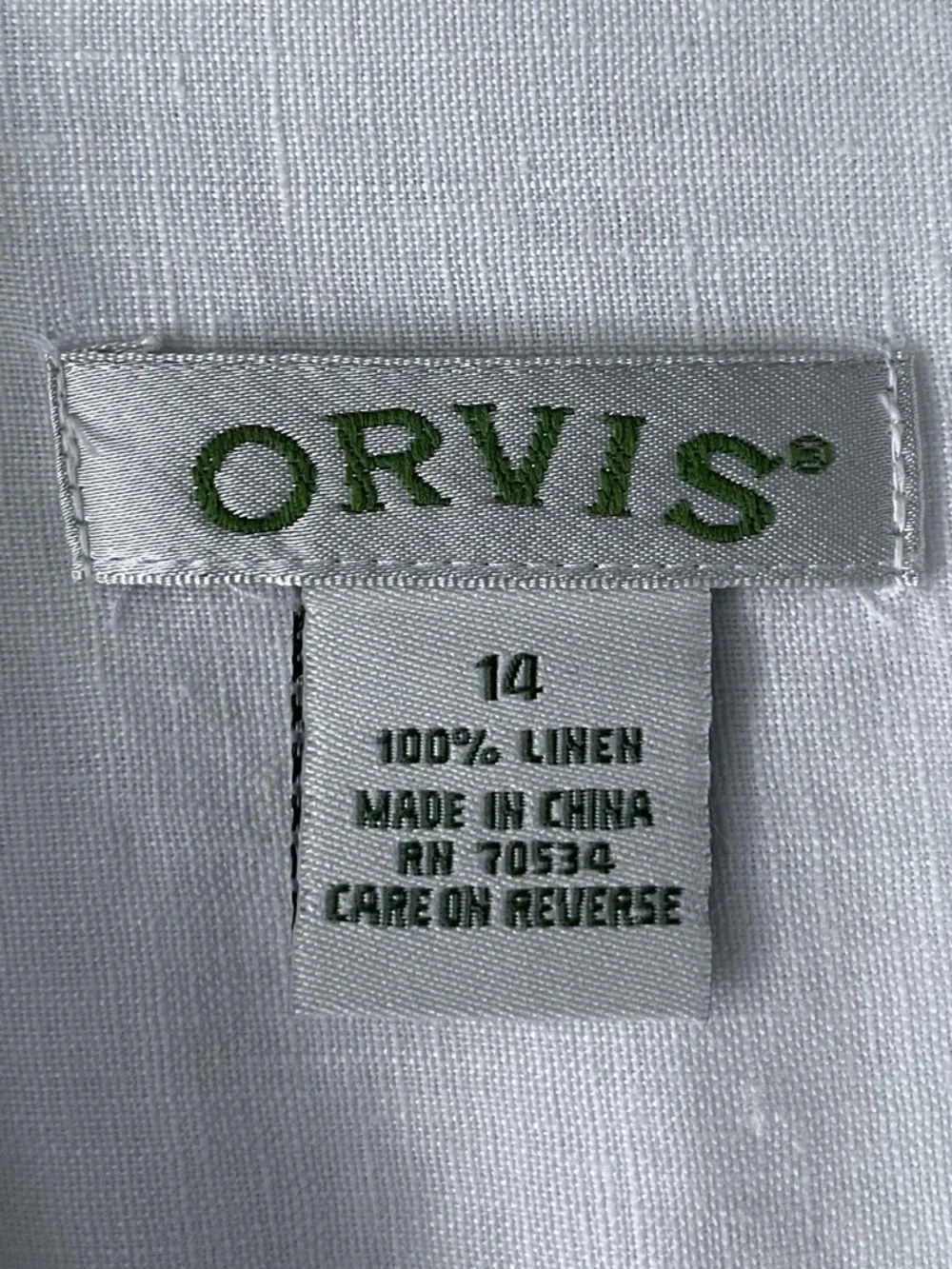Orvis White 100% Linen Button-Down Shirt 14 - Picture 5 of 5